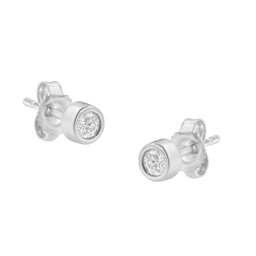 Bids.com 10K White Gold 0.15 Cttw Round Brilliant-Cut Near Colorless Diamond Bezel-Set Stud Earrings (H-I Color, I1-I2 Clarity) Earrings