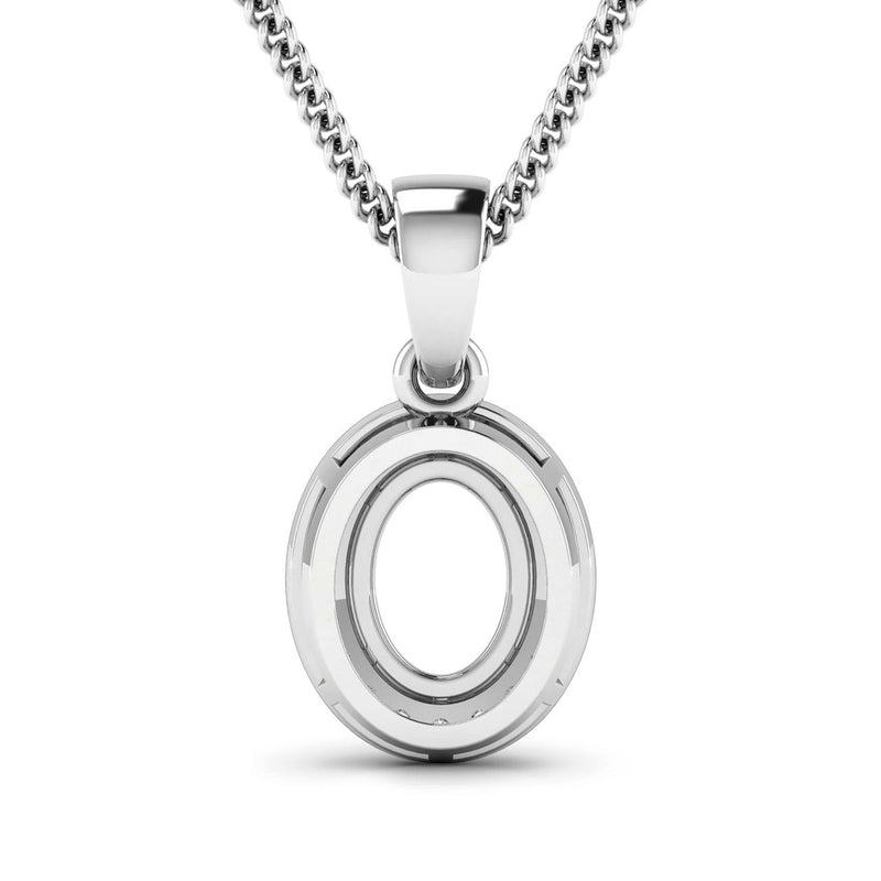 Bids.com 0.18 Carat Genuine White Diamond 14K White Gold Semi Mount Pendant - holds 8x6mm Oval Gemstone Pendants