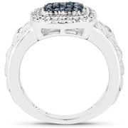 Bids.com 0.28 Carat Genuine Blue Diamond and White Diamond .925 Sterling Silver Ring Rings