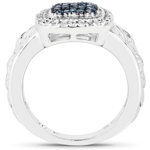 Bids.com 0.28 Carat Genuine Blue Diamond and White Diamond .925 Sterling Silver Ring Rings