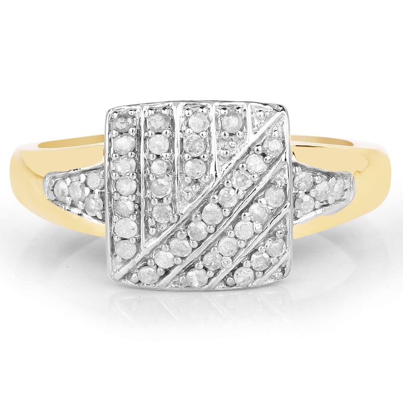 Bids.com 14K Yellow Gold Plated 0.23 Carat Genuine White Diamond .925 Sterling Silver Ring Rings