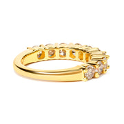 Bids.com 14K Yellow Gold Plated .925 Sterling Silver 2.0 Cttw Round Brilliant Cut Diamond 10 Stone Anniversary Band Ring (J-K Color, I1-I2 Clarity) - Size 6 Rings