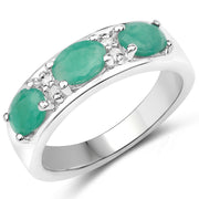 Bids.com 1.38 Carat Genuine Emerald and White Topaz .925 Sterling Silver Ring Rings