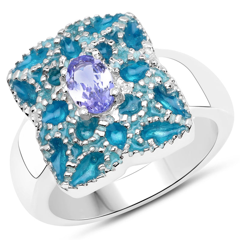 Bids.com 0.44 Carat Genuine Tanzanite .925 Sterling Silver Ring Rings