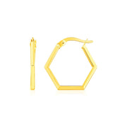 Bids.com 14K Yellow Gold Hexagon Shaped Hoop Earrings Earrings
