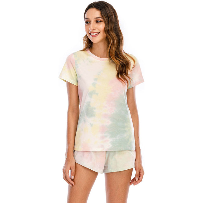 Tie-Dye Round Neck Short Sleeve Top and Shorts Lounge Set