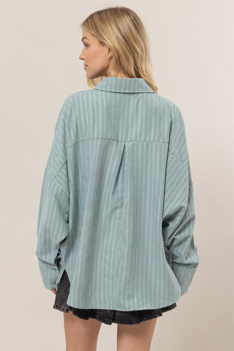 Stripe Button Down Long Sleeve Oversized Shirt