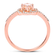 Bids.com 0.54 Carat Genuine Morganite and White Diamond 14K Rose Gold Ring Rings