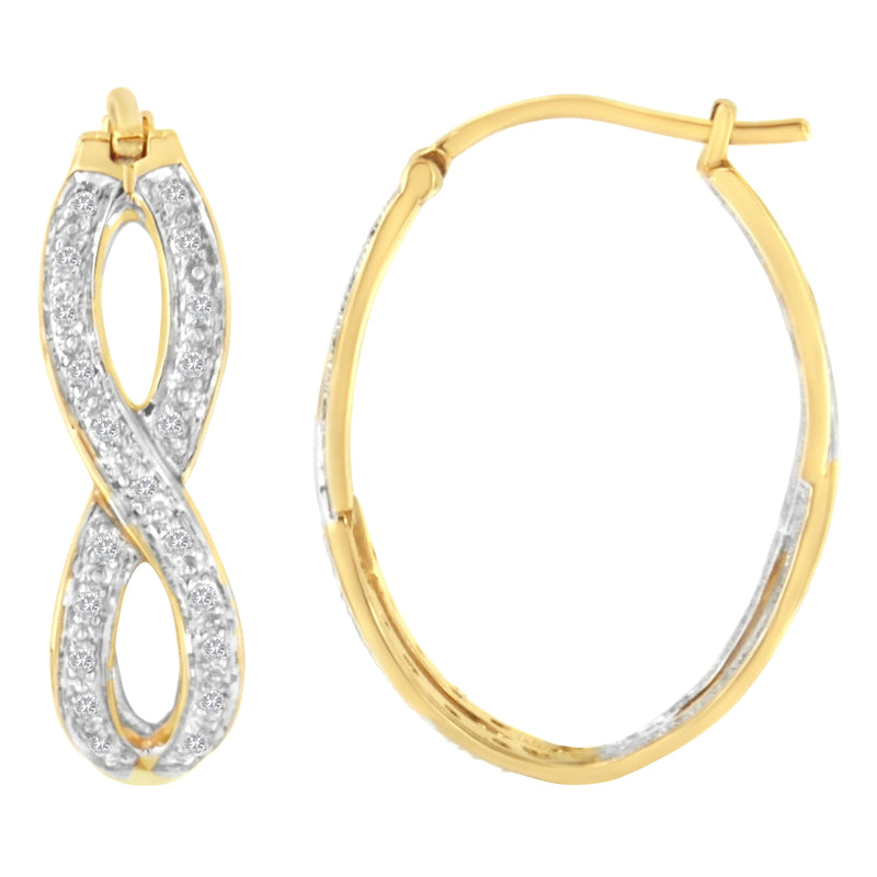 Bids.com 10K Yellow and White Gold 1/4 cttw Diamond Double Infinity Hoop Earrings (I-J Clarity, I1-I2 Color) Earrings