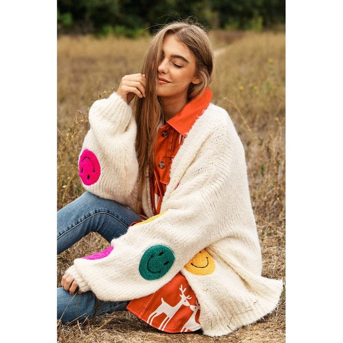 The Fuzzy Smile Long Bell Sleeve Knit Cardigan