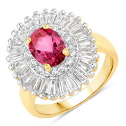 Bids.com 3.75 Carat Genuine Pink Topaz and White Topaz .925 Sterling Silver Ring Rings