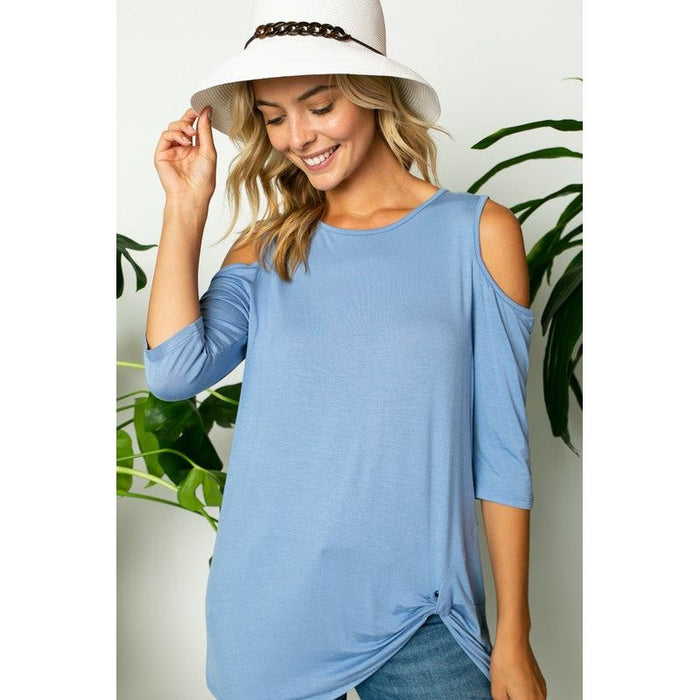 SOLID COLD SHOULDER TOP