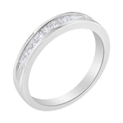 Bids.com IGI Certified 1/2 Cttw Princess Cut Diamond 18K White Gold Channel Set Half Eternity Style Wedding Band Ring (H-I Color, SI2-I1 Clarity) - Size 4-1/2 Rings