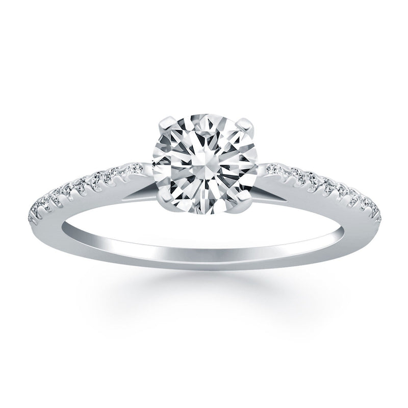 Bids.com 14k White Gold Micro Prong Diamond Cathedral Engagement Ring Rings