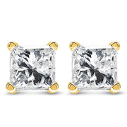 Bids.com 14K Yellow Gold 1/2 Cttw Princess Cut Diamond Solitaire Stud Earrings with Screwbacks (I-J Color, SI2-I1 Clarity) Earrings