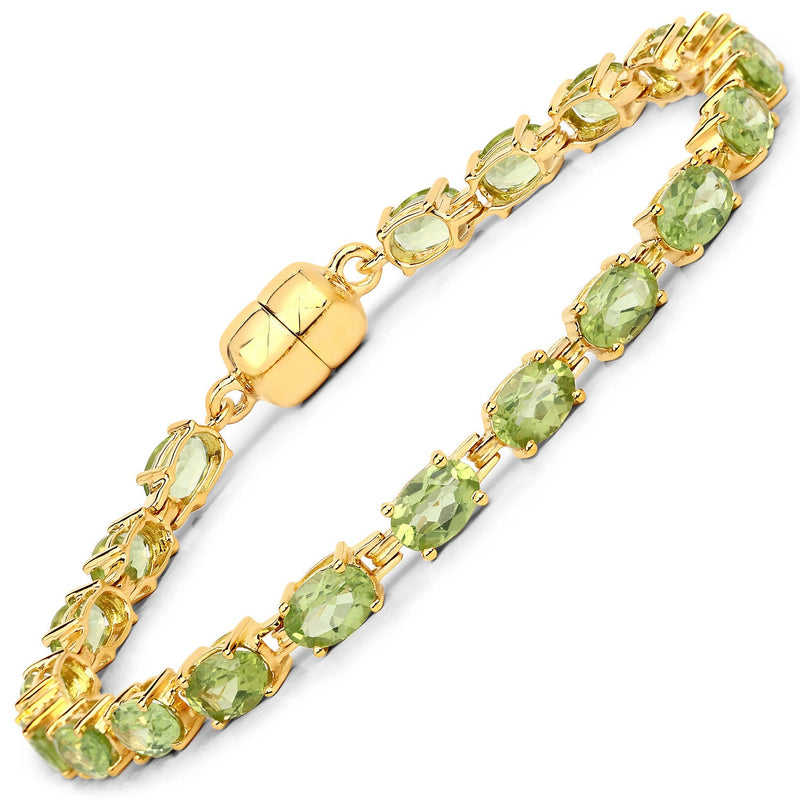 Bids.com 18K Yellow Gold Plated 9.03 Carat Genuine Peridot .925 Sterling Silver Bracelet Bracelets