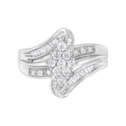 Bids.com 10K White Gold 1/2 cttw Diamond Cluster Ring (H-I Clarity, I2-I3 Color) - Size 6 Rings