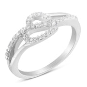 Bids.com .925 Sterling Silver 1/8 Cttw Diamond Open Heart Leaf Curvy Bypass Accent Fashion or Promise Ring (I-J Color, I2-I3 Clarity) - Size 6 Rings