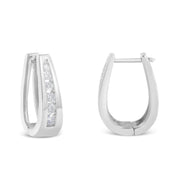 Bids.com 14k White Gold 1/4 Cttw Channel-Set Brilliant Round-Cut Diamond Hoop Earrings (I-J Color, I2-I3 Clarity) Earrings