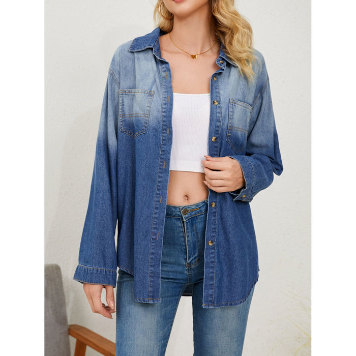 Button Up Long Sleeve Denim Jacket