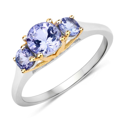 Bids.com Two Tone Plated 1.07 Carat Genuine Tanzanite .925 Sterling Silver Ring Rings