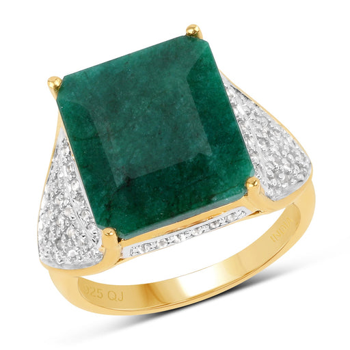 Bids.com 8.70 Carat Dyed Emerald and White Topaz .925 Sterling Silver Ring Rings