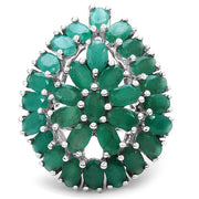 Bids.com 8.10 Carat Genuine Emerald .925 Sterling Silver Ring Rings