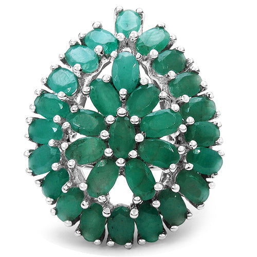 Bids.com 8.10 Carat Genuine Emerald .925 Sterling Silver Ring Rings