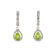 Bids.com .88ct Peridot Diamond Dangle Earrings 14KT White Gold Earrings