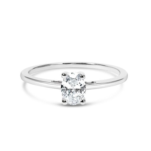 Bids.com 14K White Gold 1/2 Cttw Oval Lab Grown Diamond 4 Prong Solitaire Engagement Ring (F-G Color, VS2-SI1 Clarity) - Size 7 Rings