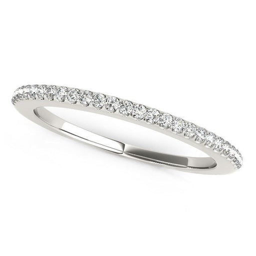 Bids.com 14k White Gold Pave Scallop Setting Diamond Wedding Band (1/8 cttw) Rings