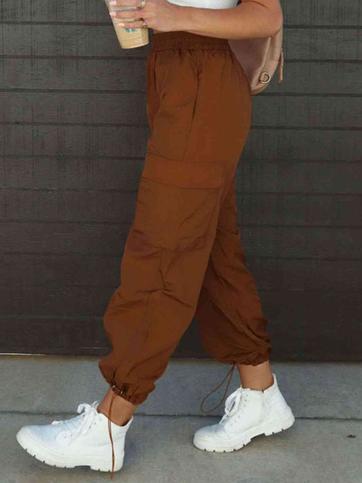 High Waist Drawstring Pants with Pockets by VYSN