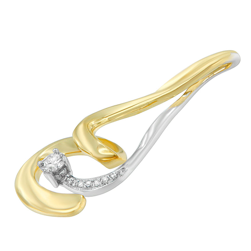 Bids.com Espira 10K Two-Tone Gold 1/10 cttw Round Cut Diamond Swirl Pendant Necklace (I-J, I2-I3) Necklaces