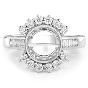 Bids.com 0.58 Carat Genuine White Diamond 14K White Gold Semi Mount Ring - holds 9.00mm Round Gemstone Rings