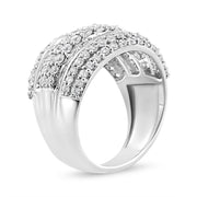 Bids.com .925 Sterling Silver 2.00 Cttw Round and Baguette-Cut Diamond Cluster Ring (H-I Color, I1-I2 Clarity) - Size 7 Rings
