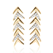 Bids.com 18K Yellow Gold Plated .925 Sterling Silver 1/5 Cttw Diamond Chevron Arrow Stud Earring (I-J Color, I2-I3 Clarity) Earrings