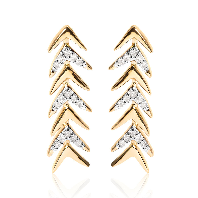 Bids.com 18K Yellow Gold Plated .925 Sterling Silver 1/5 Cttw Diamond Chevron Arrow Stud Earring (I-J Color, I2-I3 Clarity) Earrings