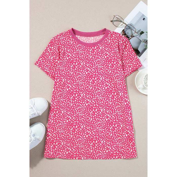 Animal Print Round Neck Short Sleeve T-Shirt