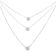 Bids.com .925 Sterling Silver 1/2 Cttw Round Diamond Medallion Multi-Strand Tri Pendant 18" Necklace (H-I Color, I2-I3 Clarity) Necklaces