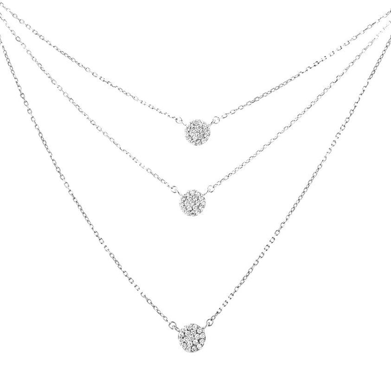 Bids.com .925 Sterling Silver 1/2 Cttw Round Diamond Medallion Multi-Strand Tri Pendant 18" Necklace (H-I Color, I2-I3 Clarity) Necklaces