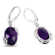 Bids.com 10.18 Carat Genuine Amethyst and White Topaz .925 Sterling Silver Earrings Earrings