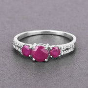 Bids.com 1.02 Carat Genuine Ruby and White Diamond 14K White Gold Ring Rings