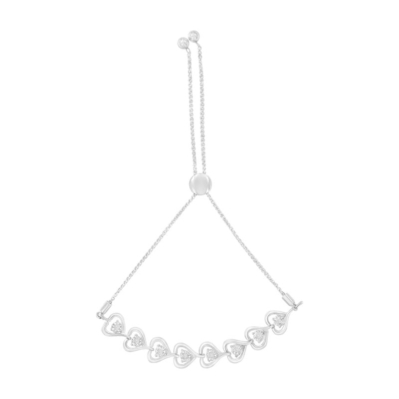 Bids.com Sterling Silver Diamond Woven Heart Bolo Bracelet (0.1 cttw, H-I Color, I2-I3 Clarity) Bracelets