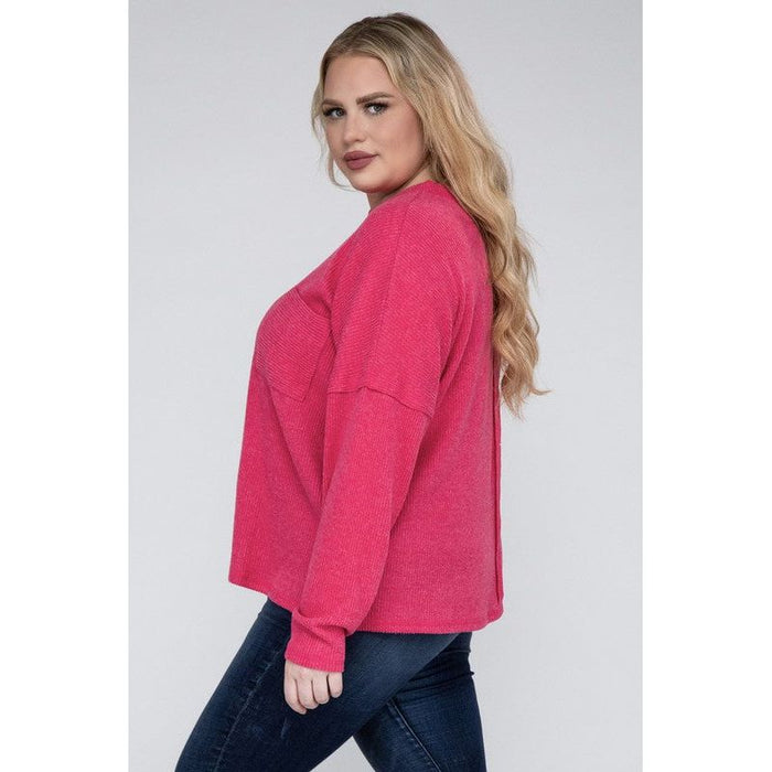 Plus Ribbed Brushed Melange Hacci Sweater