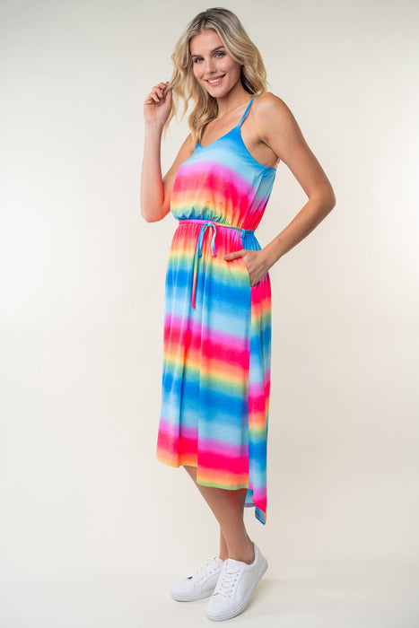 White Birch Ombre Striped Midi Cami Dress