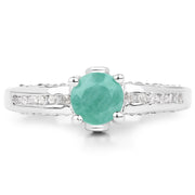 Bids.com 1.22 Carat Genuine Emerald and White Topaz .925 Sterling Silver Ring Rings