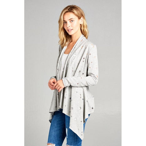 Plus Distressed Cascade Cardigan