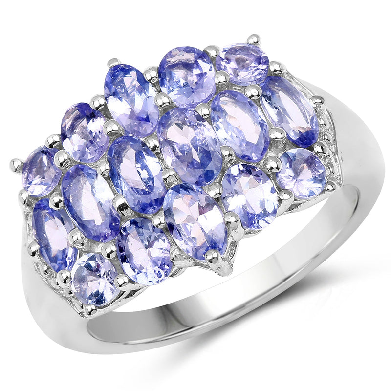 Bids.com 3.08 Carat Genuine Tanzanite .925 Sterling Silver Ring Rings
