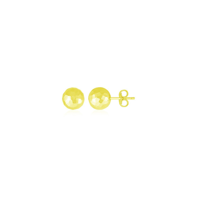 Bids.com 14k Yellow Gold Ball Earrings with Faceted Texture Earrings