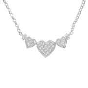 Bids.com 14K White Gold 1.0 Cttw Princess Cut Diamond Three Heart 18" Statement Pendant Necklace (H-I Color, SI2-I1 Clarity) Necklaces